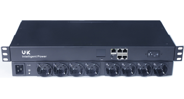 VK Easy Rack PDU, Switched, 1U, 1 Phase, 4kW, 250V, 16A, 8x Schuko outlets, IEC60320 C20 inlet